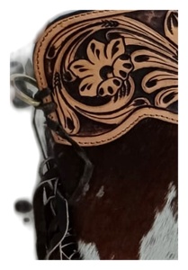 Bolso de Mano de Cuero Vacuno Repujado Misha International, Bolso Bandolera con Flecos, Patrón Floral, Bolso de Hombro Ligero, Personalizado - Product Image 2