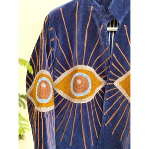 เสื้อแจ็คเก็ตบอมเบอร์แขนยาวปักมือ ผ้ากำมะหยี่ทอ 100% ผ้าฝ้าย คอจีน ลายดอกไม้ สำหรับผู้หญิง ฤดูใบไม้ร่วง ฤดูหนาว - Product Image 4