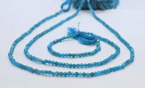Perles d'apatite bleu néon naturel facettées en forme de rondelle 2 mm, perles de pierres précieuses d'apatite pour la fabrication de bijoux, prix de gros, achetez en gros maintenant - Product Image 2