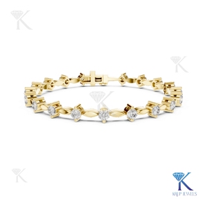 Lab Grown Diamond Filled Brilliant Cut Station Link Bracelet <b>Solid</b> <b>Gold</b> Fine Unisex Minimalist Luxury Jewelry Manufacturer - Product Image 2