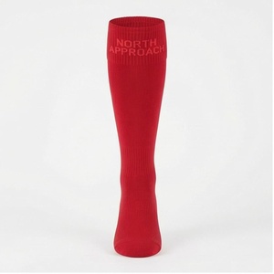 North Approach <b>Knee</b> <b>High</b> <b>Socks</b> Red Solid Breathable Knitted for Adults Casual Daily Wear - Product Image 1