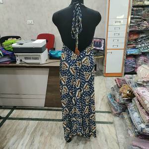 Vestido Maxi Halter con Estampado Floral Boho para Mujer, Sin Mangas, Cintura Imperio, Corte en A, Vestido de Gasa para Vacaciones de Verano - Product Image 4