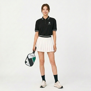 <b>Custom</b> logo Summer Solid Short Sleeve Pickleball Sports Polo Skort Athletic Set Breathable Moisture Management Four Way Stretch - Product Image 4