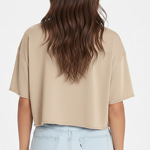 เสื้อยืดครอปคอกลมลำลองสำหรับฤดูร้อนรุ่นใหม่ น้ำหนักเบา ระบายอากาศได้ดี ผ้าฝ้าย 100% เหมาะสำหรับออกกำลังกาย - Product Image 4