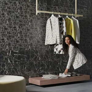 Carreaux muraux en céramique de la série Velvet moderne 600x1200mm, revêtement décoratif émaillé pour bureaux et résidences de luxe - Product Image 3