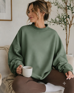 Women's Oversized Mockneck Sweatshirt Premium Cotton Fleece Blank Boutique Brand Essentials - Product Image 1