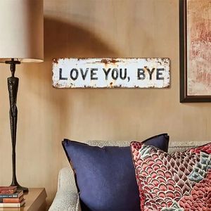 Targa Vintage in Metallo per Arredamento Casa Bar Caffè 8x12 Pollici - 'Love You Bye Bye' Regalo di Natale Halloween Decorazione Murale - Pannello - Product Image 3