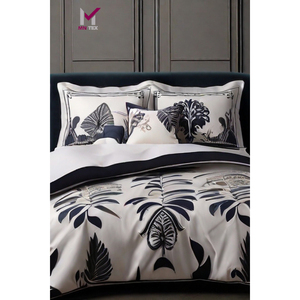 Juego de edredón de algodón de hilo alto Acabado estampado moderno Durable y fácil de lavar para cambio de imagen de dormitorio con tamaño flexible - Product Image 4