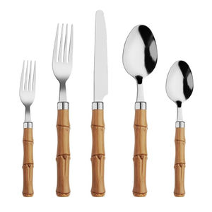 Juego de Cubiertos de Diseño Moderno en Acero Inoxidable Plateado con Mango de Madera, Tenedores, Cucharas y Cuchillos, Colección Royal Home, Precio Económico - Product Image 2