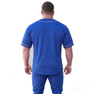 Maillots de baseball pour hommes à séchage rapide, chemises de baseball pour hommes à manches courtes entièrement boutonnées, maillots américains à col en V - Product Image 2