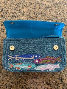 Sac à main de luxe fait main en lin brodé, motif soleil perlé, forme selle, imperméable, écologique, avec perles de verre et poignée supérieure - Product Image 6