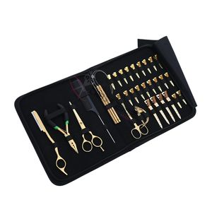 Complete Salon Hair Extension Tools Kit <b>Tape</b>-In Plier Heavy Duty Flat Bead Crimping Three Hole Pulling <b>Loop</b> <b>Hook</b> Mini Scissors - Product Image 1