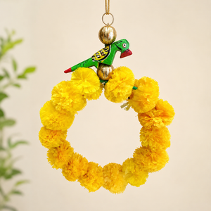New arrival Round Marigold Garlands With Parrot Design Work Hangings for Diwali, Wedding Haldi, Mehendi Decor Garlands - Product Image 4