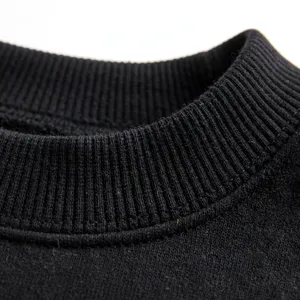 Sweat-shirt unisexe noir à col rond, manches longues, pull en molleton, haut décontracté uni, personnalisable, 100% coton, respirant pour l'hiver - Product Image 3