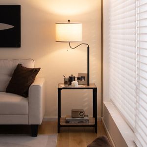 Lámpara de pie giratoria de 360 grados con mesa auxiliar y puertos de carga USB - Product Image 5