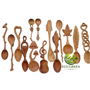 Cuillère en bois sculptée à la main, ustensile de cuisine en bois naturel, cuillère artisanale pour la cuisson et le service, décoration rustique pour la maison, cadeau du Vietnam. - Product Image 5