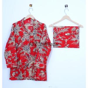 Conjunto de Pijamas de Mujer 100% Algodón, Cuello en V, Manga Larga, Estampado Floral, Suave, Transpirable, Cómodo, para Usar en Casa en Todas las Temporadas - Product Image 2