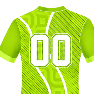 Camiseta de Rugby Verde Lima y Blanca, Manga Corta, Cuello en V, Uniforme de Equipo Geométrico Personalizado, Ropa Deportiva Transpirable para Entrenamiento - Product Image 4