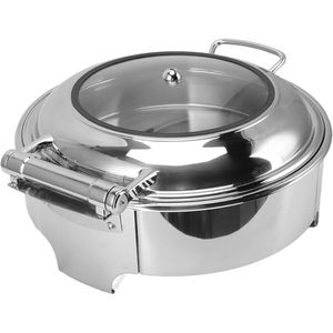 6 Ltrs Chafing Dish Buffet <b>Set</b>, Stainless Steel Chafing Dish Round Chafer Buffet with Roll Top Lid Keeps Food Warm - Product Image 1