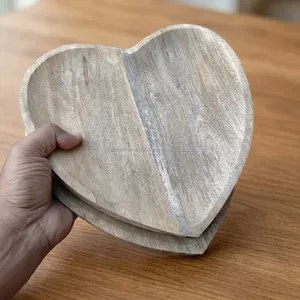 Plateau en bois en forme de cœur de luxe, en bois de manguier naturel, pour servir des fruits, des en-cas et des desserts, plat écologique - Product Image 6