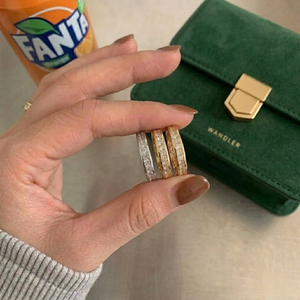 Jewellery Factory Classic Casual Design <b>Ring</b> 18 Karat Yellow Real Diamond Jewels Princess Half Way <b>Thin</b> Band <b>Rings</b> for Women - Product Image 4