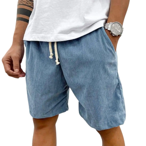 Pantalones Cortos Bermuda de Pana para Hombre, de Poliéster Tejido, Cintura Media, con Cordón, Color Sólido, Casuales, Transpirables, para Verano - Product Image 3