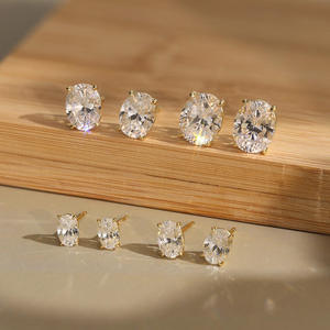 s925 sterling silver moissanite stud earrings 0.5ct 1ct 2ct oval cut moissanite earrings for men women luxury solitaire <b>post</b> - Product Image 4