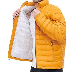 Veste matelassée moutarde pour homme, col montant, fermeture éclair, style décontracté, pour l'automne, en polyester rembourré, coupe classique - Product Image 6