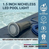 Projecteur LED de piscine sans niche Green Element DMX à télécommande IP68 de 1,5 pouce, remplacement pour lampe sous-marine Pentair 12V 18W RGB RGBW