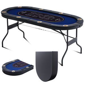 Mesa de Póker Plegable Portátil para 8 Jugadores con Rieles Acolchados y Portavasos de Acero Inoxidable para Blackjack, Texas Holdem y Juegos de Azar - Product Image 6
