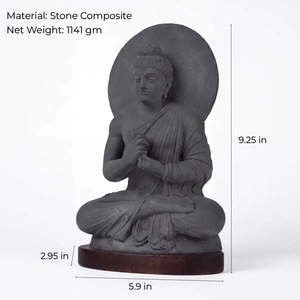 Escultura Budista Antigua de Gandhar |   Figura Decorativa de Buda Tallada en Piedra Compuesta, Artesanía Tradicional Religiosa, para Decoración del Hogar - Product Image 5