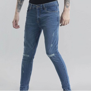 กางเกงยีนส์ผู้ชายขายส่ง MOQ ต่ำ กางเกงยีนส์สีน้ำเงิน กางเกงขาดทรงสลิมฟิต กางเกงเดนิมทรงดินสอ กางเกงยีนส์ลำลองสำหรับผู้ชาย - Product Image 5