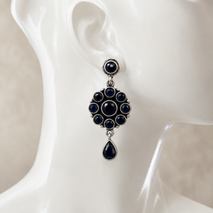 Wholesale Vintage Oxidized Silver Plated Amethyst Flower Drop Earrings <b>Cluster</b> Design Trendy Women's Anniversary Fashion Bulk - Product Image 4