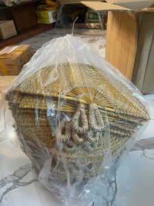 Éventail artisanal haut de gamme en jonc de mer, tissé naturellement, style palmier, décoratif - Product Image 3