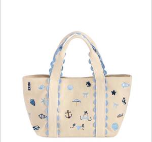 Sac fourre-tout multi-usages à grande capacité pour femmes, en toile, avec fermeture éclair, couleur unie, broderie, mode, hiver/printemps/été/automne - Product Image 3
