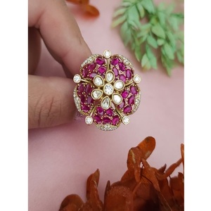STUNNING SPARKLES Stylish Premium Quality <b>Brass</b> Gold Plated Zircon Beautiful <b>Ring</b> for Party Wear Trendy Collection Women's Girls - Product Image 1