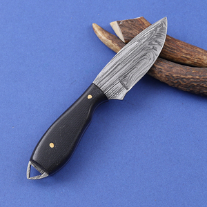 มีด EDC เหล็กดามัสกัสแบบนอร์ดิกฟอร์จเกรดอุตสาหกรรมขนาด 7 นิ้ว ปรับแต่งได้ พร้อมปลอกหนังไมคาร์ต้า ใบมีดแบบดรอปพอยต์ ฟูลแทงค์ ผลิตตามแบบ OEM - Product Image 4