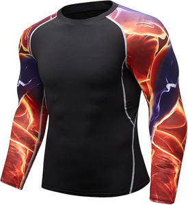 T-shirt de compression athlétique pour homme avec technologie de soutien musculaire, séchage rapide, absorption de la transpiration et tissu confortable hautement extensible - Product Image 2
