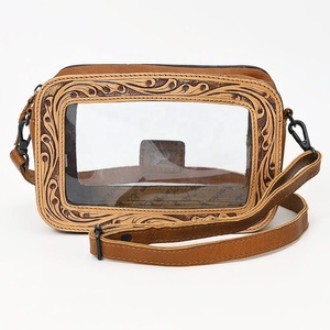 Sunflower Hand Tooled Bohemian Western Cowhide <b>Clear</b> Bag Leather Crossbody Bag Top Indian Wholesale Manufacturer Ready to Stock - Product Image 2