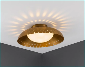 โคมไฟเพดานแบบฝังทรงกลมทองเหลืองแบบมีรูพรุน สไตล์โมเดิร์นกลางศตวรรษ - Product Image 2