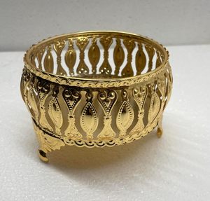 Decorative Jewelry <b>Box</b> with Crystal Knob Gold Metal Filigree Round Glass Storage <b>Box</b> for Rings <b>Earrings</b> Trinkets Vanity - Product Image 6