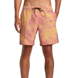 Shorts de sport légers en coton pour hommes, tie-dye personnalisé, avec bandes latérales délavées, taille élastique avec cordon, design unique, prix équitable - Product Image 1