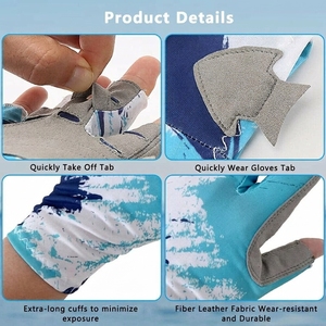 ถุงมือตกปลาอัจฉริยะแบบกำหนดเองสำหรับกิจกรรมกลางแจ้ง สีน้ำเงิน-ดำ  วัสดุสังเคราะห์ กันลื่น น้ำหนักเบา ระบายอากาศได้ดี ปิดด้วยแถบตีนตุ๊กแก ใช้ได้ทั้งชายและหญิง - Product Image 6