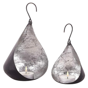 Porte-bougie chauffe-plat en métal esthétique en forme d'oignon avec finition argentée à l'intérieur - Product Image 1