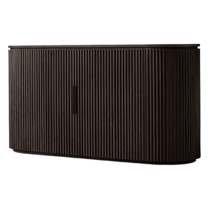 Luxury Japandi <b>Sideboard</b> Solid Teak Dark Brown Finish Vertical Fluted Doors Curved Edge Eco-Friendly for Luxury Interior - Product Image 3