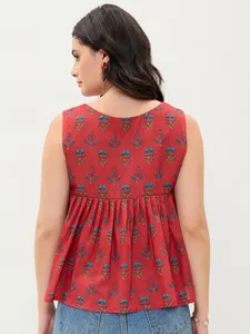 Top Svasato con Scollo a V <span class=keywords><strong>in</strong></span> Cotone Stampato di Alta Qualità per Donna, Look Elegante per Feste Casual e Uso Quotidiano a Prezzo Export - Product Image 2