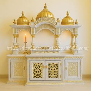 Hermoso Mandir de Pooja de madera de teca tallada a mano para el hogar, color marrón oscuro, santuario hindú tradicional para el hogar, unidad de culto personalizada, Canadá - Product Image 3
