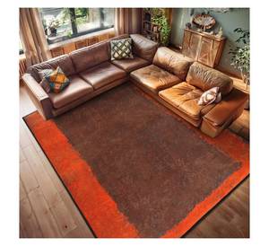 Alfombra Moderna Abstracta para Sala de Estar, Alfombra de Lujo con Borde Naranja Quemado y Marrón, Alfombra Suave de Lana para Dormitorio, Alfombra Grande Antideslizante - Product Image 1