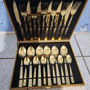 Juego de Cubiertos de Acero Inoxidable Dorado de 24 Piezas de Primera Calidad, Juego de Cubiertos de Lujo con Elegante Estuche de Regalo para Bodas - Product Image 6