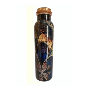 Botella de Agua de Cobre Directo de Fábrica con Diseño Bohemio de Hojas, Portátil para Viajes, Incluye Tapas - Product Image 5